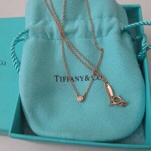 Tiffany & Co 18K Rose Gold .03ct Elsa Peretti Diamond by the Yard Necklace